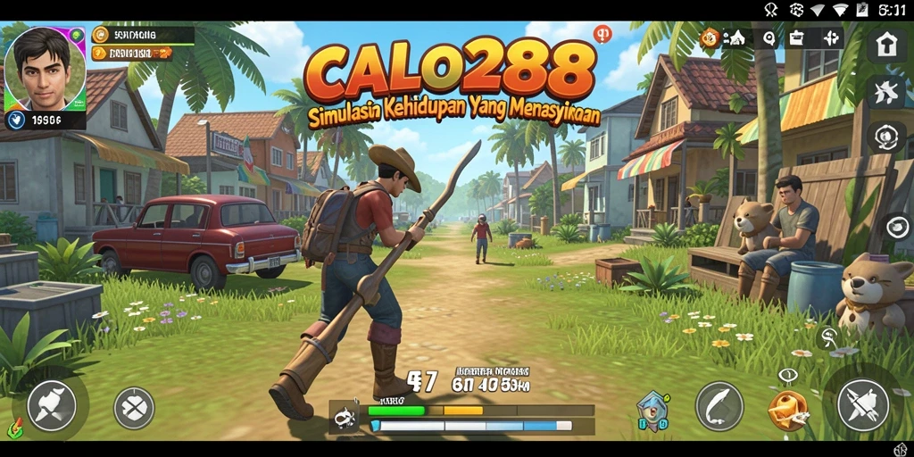 Tangkapan layar gameplay CALO288 menampilkan dunia simulasi yang hidup.