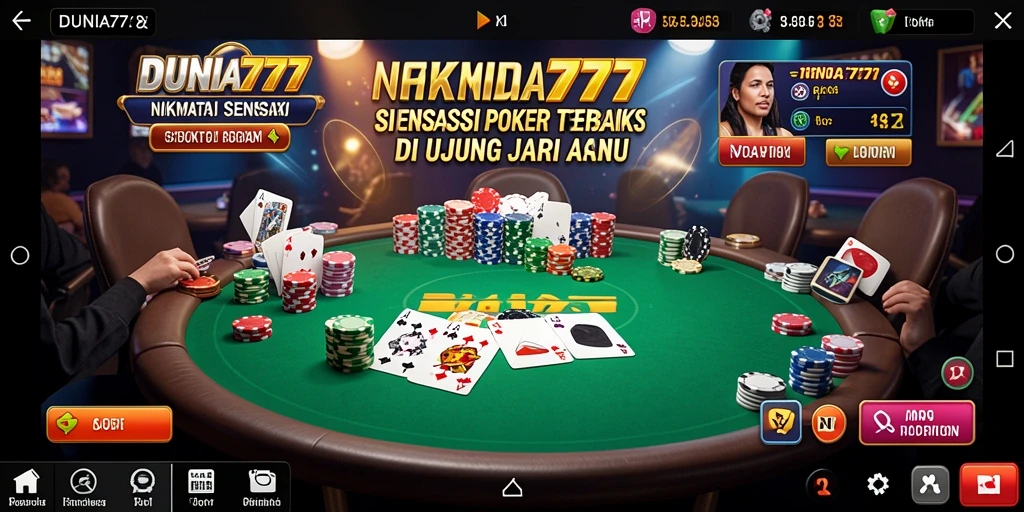 Screenshot DUNIA777 menampilkan momen seru saat bermain poker.