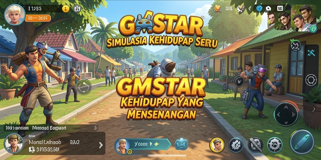 Tampilan gameplay GMSTAR yang menarik dan interaktif dalam simulasi kehidupan.