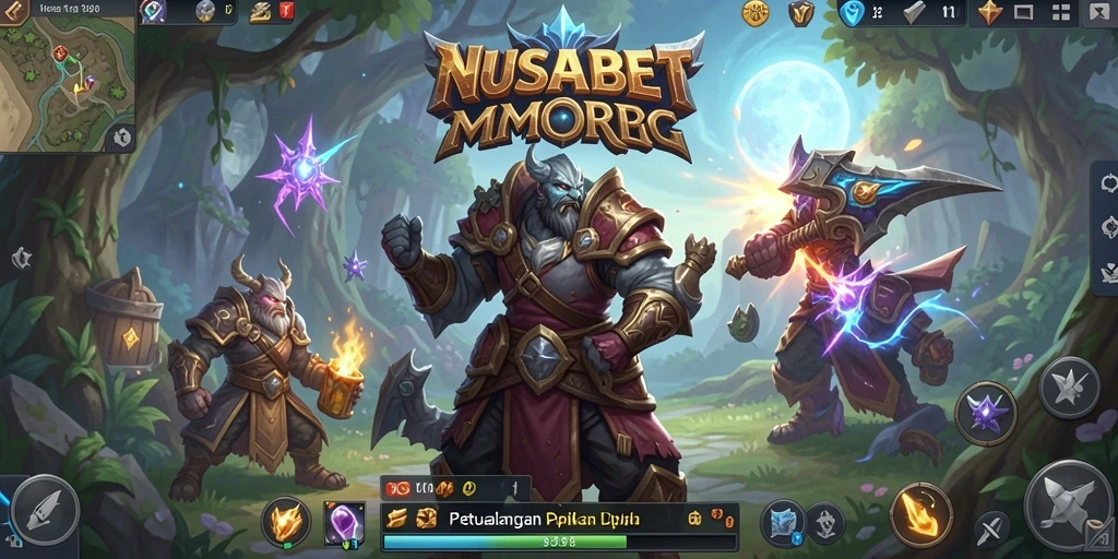 Screenshot NUSABET menunjukkan aksi pertempuran seru di dunia MMORPG.