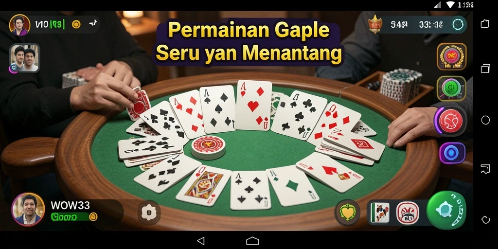 Tampilan gameplay Gaple yang seru dan interaktif di WOW33.